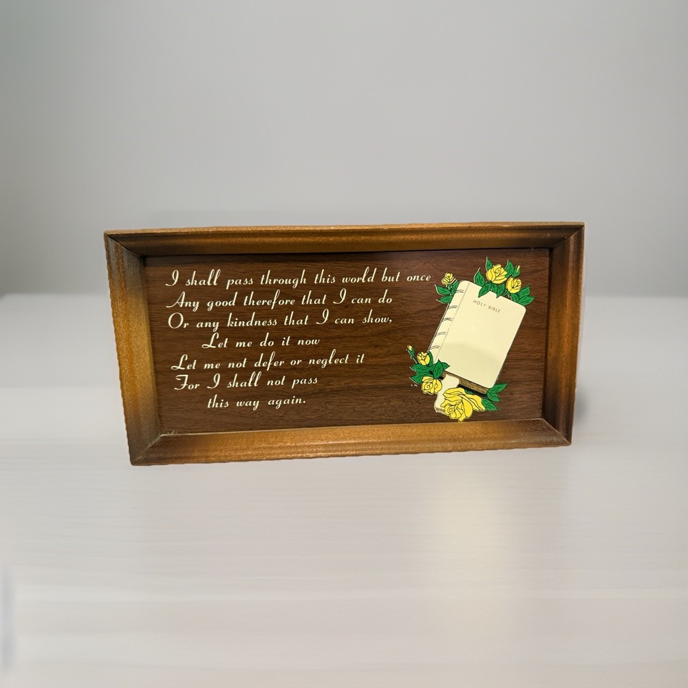 Vintage Framed Inspirational Poem Dickson's Bible I Shall Not Pass This Way ….